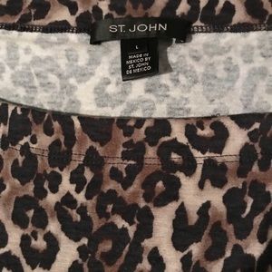 St. John Leopard/Cheetah Print Boatneck Tee